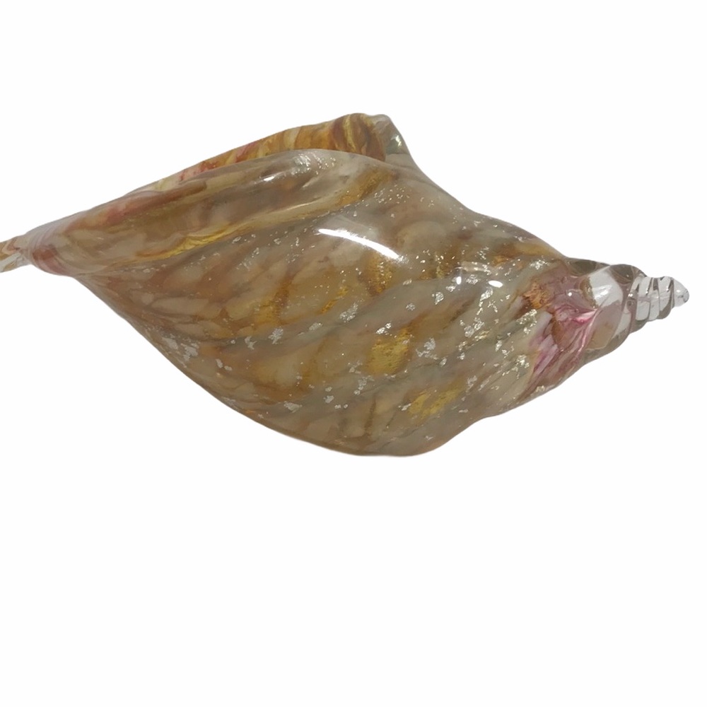 Beachcomber 8” Pink & Gold Glass Seashell